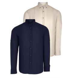 Снимка на DOUBLE SET G721 DEWBERRY MEN'S SHIRT-NAVY-BEIGE
