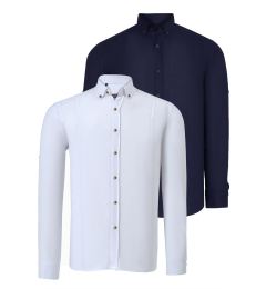 Снимка на DOUBLE SET G721 DEWBERRY MEN'S SHIRT-NAVY-WHITE