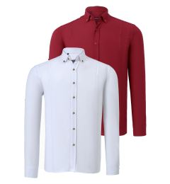 Снимка на DOUBLE SET G721 DEWBERRY MEN'S SHIRT-WHITE-BURGUNDY