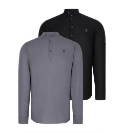 Снимка на DOUBLE SET G783 DEWBERRY JUDGE COLLAR SHIRT-BLACK-ANTHRACITE