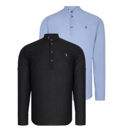 Снимка на DOUBLE SET G783 DEWBERRY JUDGE COLLAR SHIRT-BLACK-BLUE