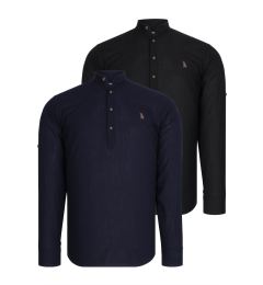 Снимка на DOUBLE SET G783 DEWBERRY JUDGE COLLAR SHIRT-NAVY - BLACK