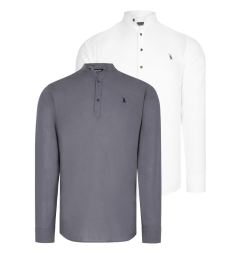Снимка на DOUBLE SET G783 DEWBERRY JUDGE COLLAR SHIRT-WHITE-ANTHRACITE