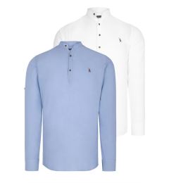 Снимка на DOUBLE SET G783 DEWBERRY JUDGE COLLAR SHIRT-WHITE-BLUE