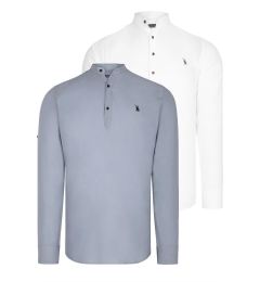Снимка на DOUBLE SET G783 DEWBERRY JUDGE COLLAR SHIRT-WHITE-GREY