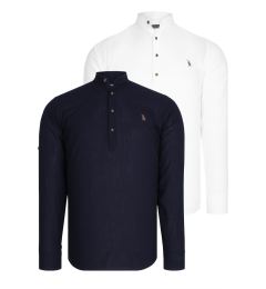 Снимка на DOUBLE SET G783 DEWBERRY JUDGE COLLAR SHIRT-WHITE-NAVY BLUE