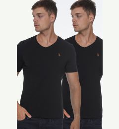 Снимка на DOUBLE SET T8568 DEWBERRY V-NECK MEN'S T-SHIRT-BLACK-BLACK
