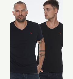 Снимка на DOUBLE SET T8568 DEWBERRY V-NECK MEN'S T-SHIRT-NAVY - BLACK