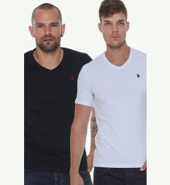 Снимка на DOUBLE SET T8568 DEWBERRY V-NECK MEN'S T-SHIRT-WHITE - NAVY BLUE