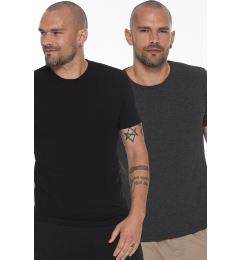 Снимка на DOUBLE SET T8569 DEWBERRY BIKE COLLAR MEN'S T-SHIRT-BLACK-ANTHRACITE