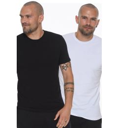 Снимка на DOUBLE SET T8569 DEWBERRY BIKE COLLAR MEN'S T-SHIRT-WHITE-BLACK