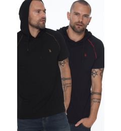Снимка на DOUBLE SET T8570 DEWBERRY HOODED MEN'S T-SHIRT-NAVY - BLACK