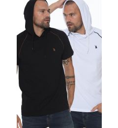 Снимка на DOUBLE SET T8570 DEWBERRY HOODED MEN'S T-SHIRT-WHITE-BLACK