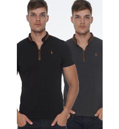 Снимка на DOUBLE SET T8571 DEWBERRY ZIPPER MEN'S T-SHIRT-BLACK-ANTHRACITE
