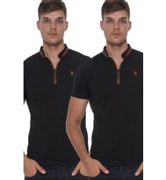 Снимка на DOUBLE SET T8571 DEWBERRY ZIPPER MEN'S T-SHIRT-BLACK-BLACK