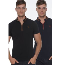 Снимка на DOUBLE SET T8571 DEWBERRY ZIPPER MEN'S T-SHIRT-NAVY - BLACK