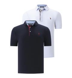 Снимка на DOUBLE SET T8582 DEWBERRY MEN'S T-SHIRT-NAVY-WHITE