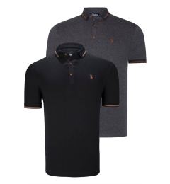 Снимка на DOUBLE SET T8586 DEWBERRY MEN'S T-SHIRT-BLACK-ANTHRACITE
