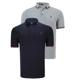 Снимка на DOUBLE SET T8586 DEWBERRY MEN'S T-SHIRT-NAVY - GREY