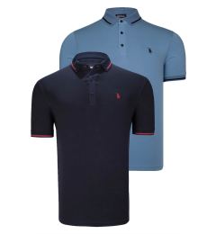 Снимка на DOUBLE SET T8586 DEWBERRY MEN'S T-SHIRT-NAVY-INDIGO