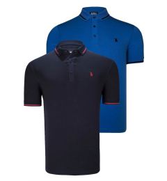 Снимка на DOUBLE SET T8586 DEWBERRY MEN'S T-SHIRT-SAKS-NAVY BLUE