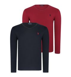 Снимка на DOUBLE SET T8587 DEWBERRY V-NECK MEN'S SWEATSHIRT-BLACK-BURGUNDY