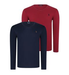 Снимка на DOUBLE SET T8587 DEWBERRY V-NECK MEN'S SWEATSHIRT-NAVY-BURGUNDY