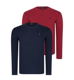 Снимка на DOUBLE SET T8588 DEWBERRY ROUND NECK MEN'S SWEATSHIRT-BURGUNDY-NAVY BLUE