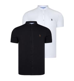 Снимка на DOUBLE SET T8597 DEWBERRY MEN'S SHIRT-BLACK-WHITE