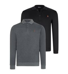 Снимка на DOUBLE SET V4007 DEWBERRY MEN'S SWEATSHIRT-BLACK-ANTHRACITE