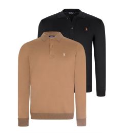 Снимка на DOUBLE SET V4007 DEWBERRY MEN'S SWEATSHIRT-BLACK-CAMEL