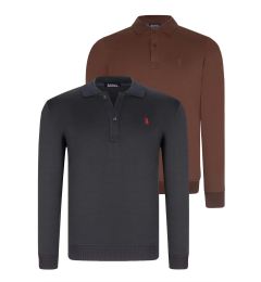 Снимка на DOUBLE SET V4007 DEWBERRY MEN'S SWEATSHIRT-NAVY-BROWN