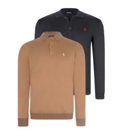 Снимка на DOUBLE SET V4007 DEWBERRY MEN'S SWEATSHIRT-NAVY-CAMEL