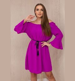 Снимка на Dress tied at the waist with a string of dark purple color