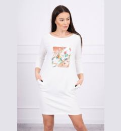 Снимка на Dress with 3D Bird ecru graphics