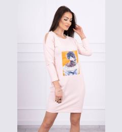 Снимка на Dress with 3D graphics, lace powder pink