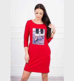 Снимка на Dress with 3D graphics with zircons red