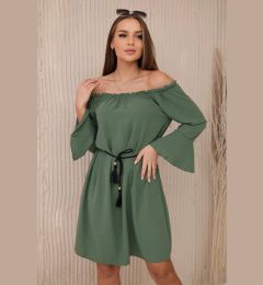 Снимка на Dress with a khaki drawstring at the waist