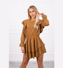 Снимка на Dress with camel vertical ruffles