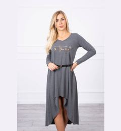 Снимка на Dress with decorative belt and graphite inscription