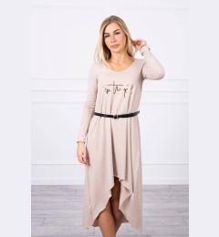 Снимка на Dress with decorative belt and inscription beige