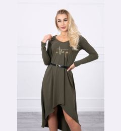 Снимка на Dress with decorative belt and khaki inscription