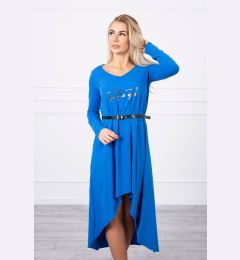 Снимка на Dress with decorative belt and mauve-blue inscription