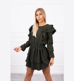 Снимка на Dress with khaki vertical ruffles