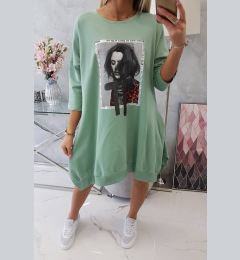 Снимка на Dress with print and flared bottom dark mint