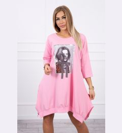 Снимка на Dress with print and flared bottom light pink