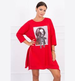 Снимка на Dress with print and flared bottom red