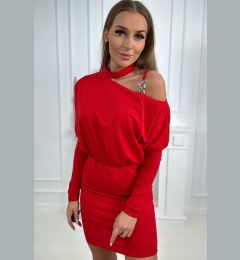 Снимка на Dress with shoulder decoration red