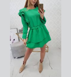 Снимка на Dress with vertical ruffles light green