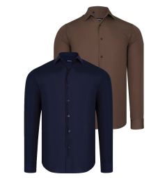 Снимка на DUAL SET G726 DEWBERRY MENS SHIRT-NAVY BLUE-BROWN